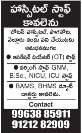 Lotus Hospital Healthcare Job Vacancies