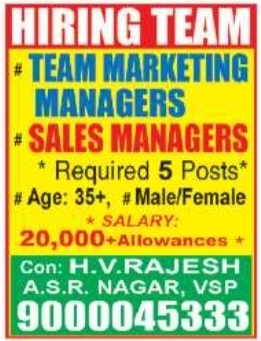 Marketing & Sales Managers Job Openings