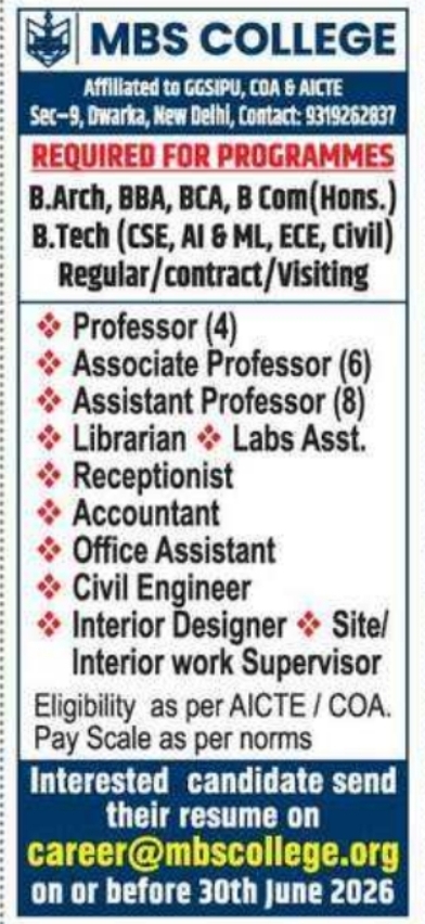 MBS College: Faculty & Staff Recruitment