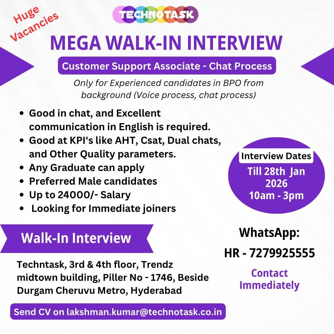 Mega Walk-in Interview In Hyderabad