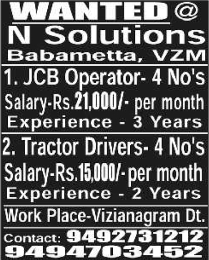 N Solutions: Operator & Driver Vacancies