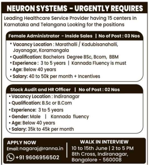 Neuron Systems Staff Recruitment