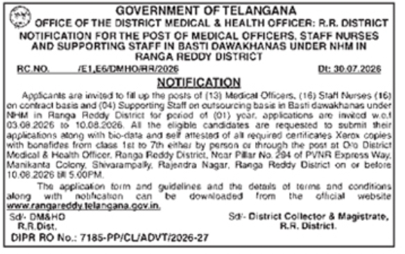 NHM Recruitment Notice for Healthcare Staff