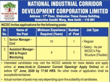 NICDC Recruitment for Managerial Positions
