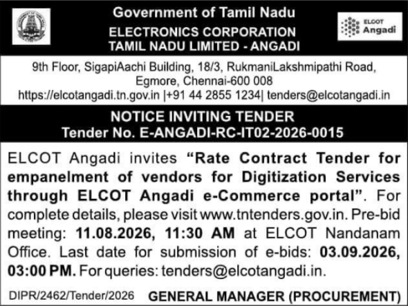 Notice Inviting Rate Contract Tender for Digitization Services