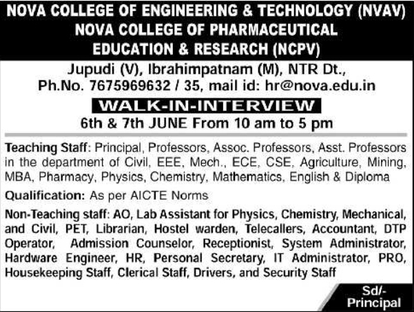 Nova Colleges: Teaching & Non-Teaching Walk-in