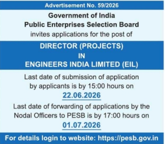 PESB Engineers India Limited Director Recruitment Open