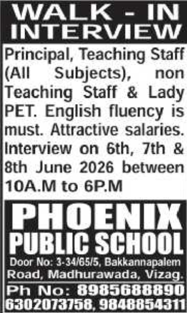 Phoenix Public School: Walk-In Staff Recruitment