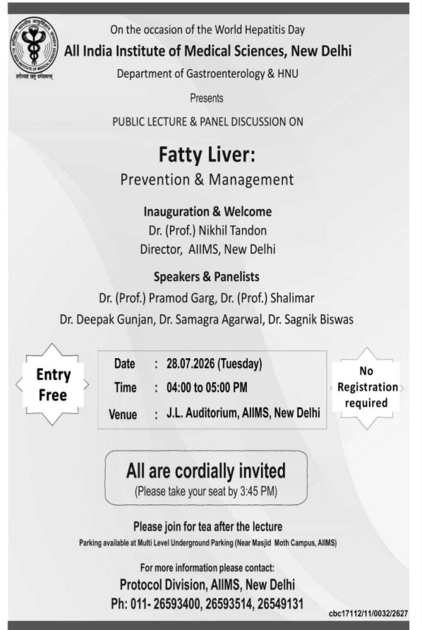 Public Medical Lecture on Fatty Liver Prevention at AIIMS