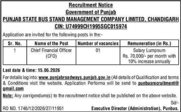 PUNBUS: Chief Financial Officer Recruitment