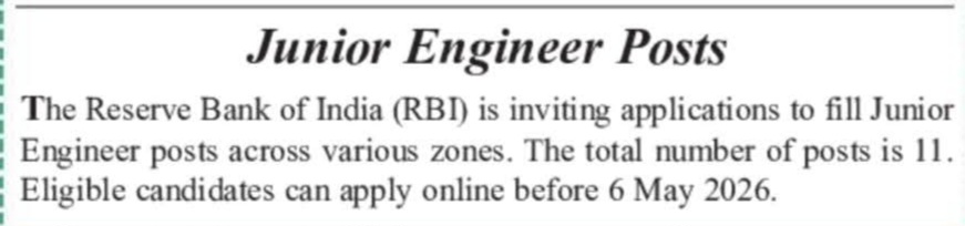 RBI Junior Engineer Recruitment Notification 2026