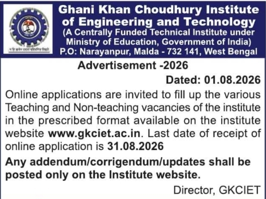 Recruitment for GKCIET Malda Various Teaching and Non-Teaching Vacancies