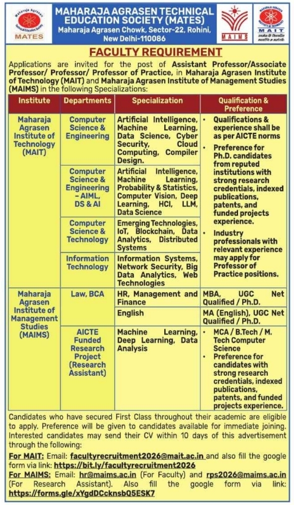 Recruitment for MATES Faculty and Research Assistant Positions