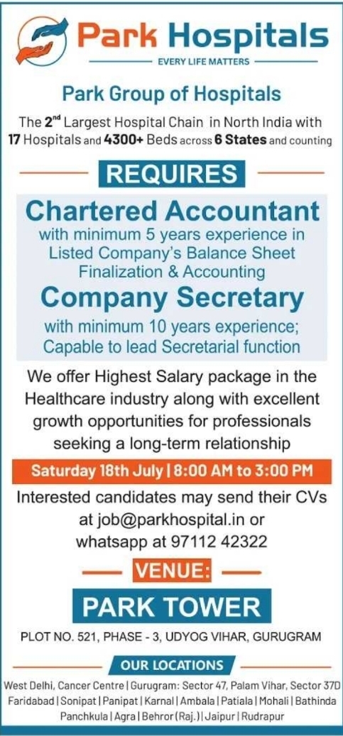 Recruitment Notice: Chartered Accountant & Company Secretary