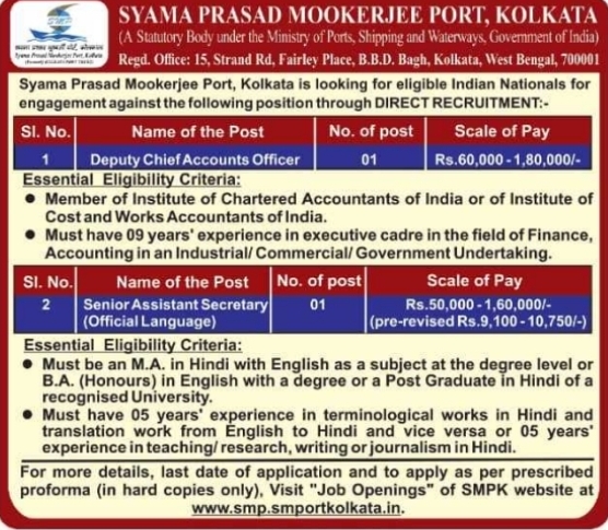 Recruitment Notice: Executive Posts SMPK Kolkata