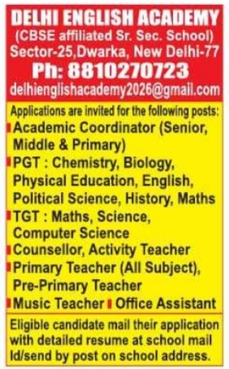 Recruitment Notice for CBSE School Academic Staff