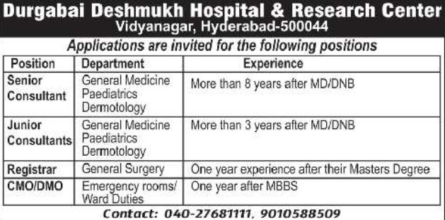 Recruitment Notice for Consultant and Medical Officer Posts by DDHRC