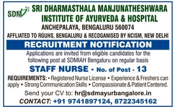 Recruitment Notice for Institute Staff Nurses