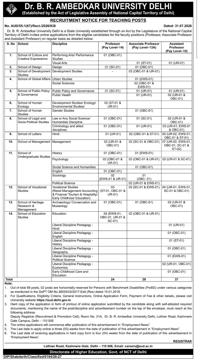 Recruitment Notice for Teaching Faculty Positions