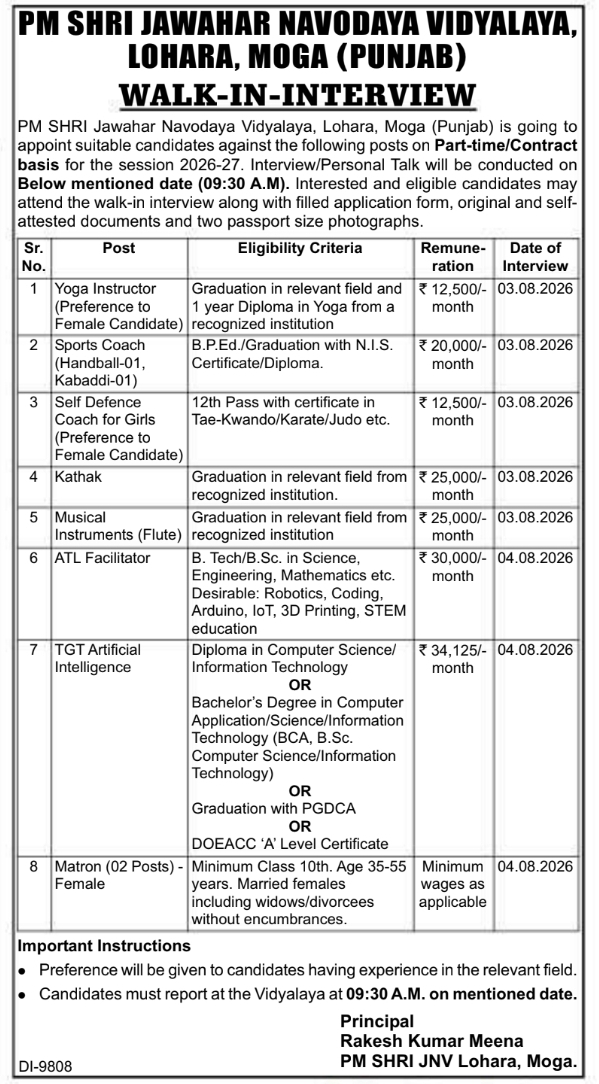 Recruitment Notice: Instructors, Coaches & Various Staff