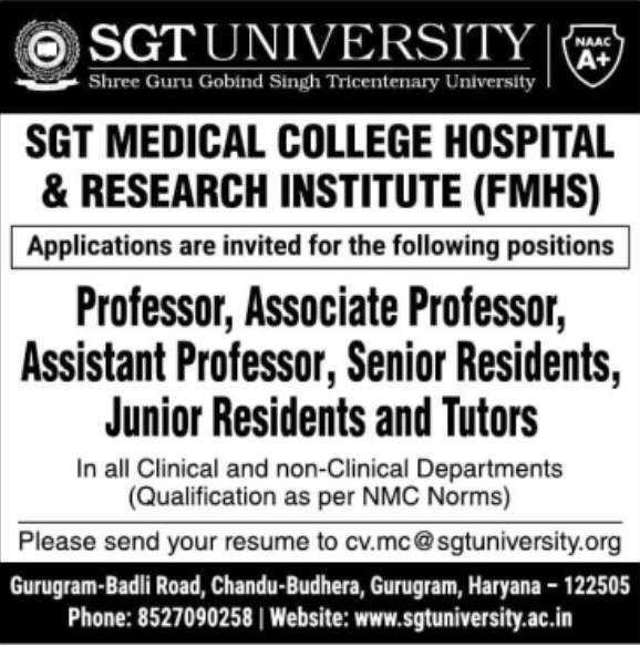 Recruitment Notice: Medical Faculty & Resident Positions
