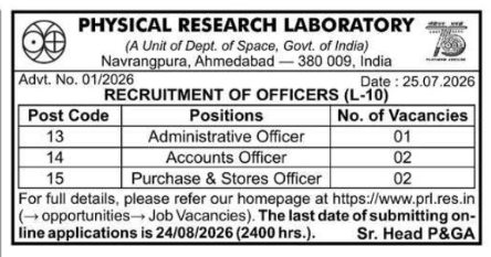 Recruitment Notice: Officers (L-10)