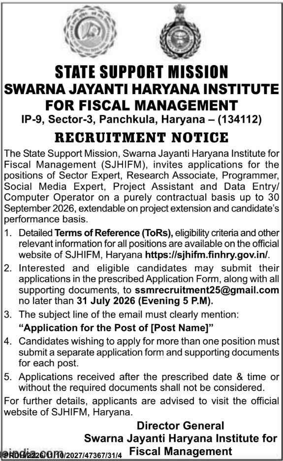 Recruitment Notice: Sector Expert, Research Associate & Various Staff