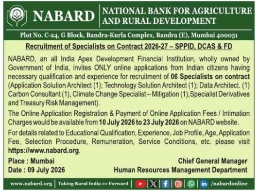 Recruitment Notice: Specialists on Contract Selection