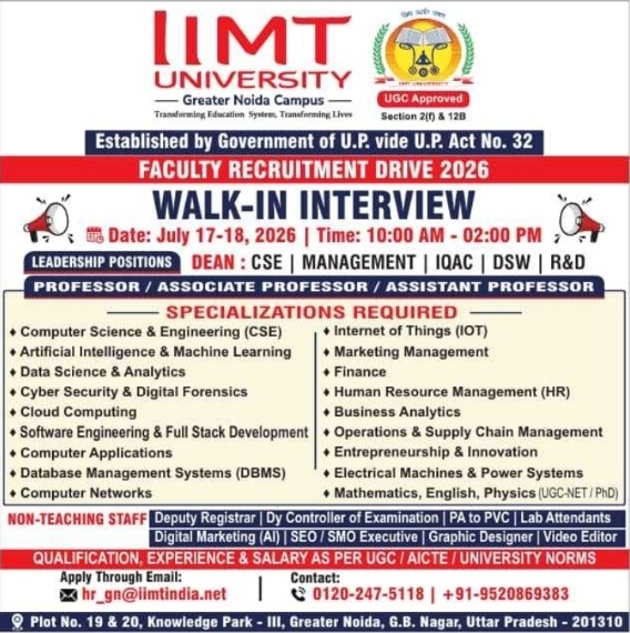 Recruitment Notice: Walk-In Faculty & Non-Teaching Drive 2026