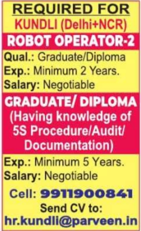 Robot Operators and Quality Professionals in Kundli