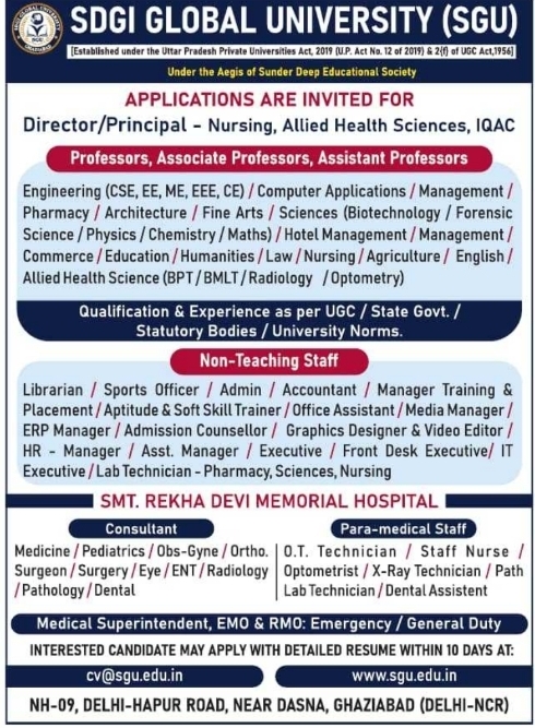 SDGI Global University Ghaziabad Recruitment