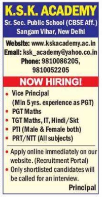 Staff Recruitment: K.S.K. Academy