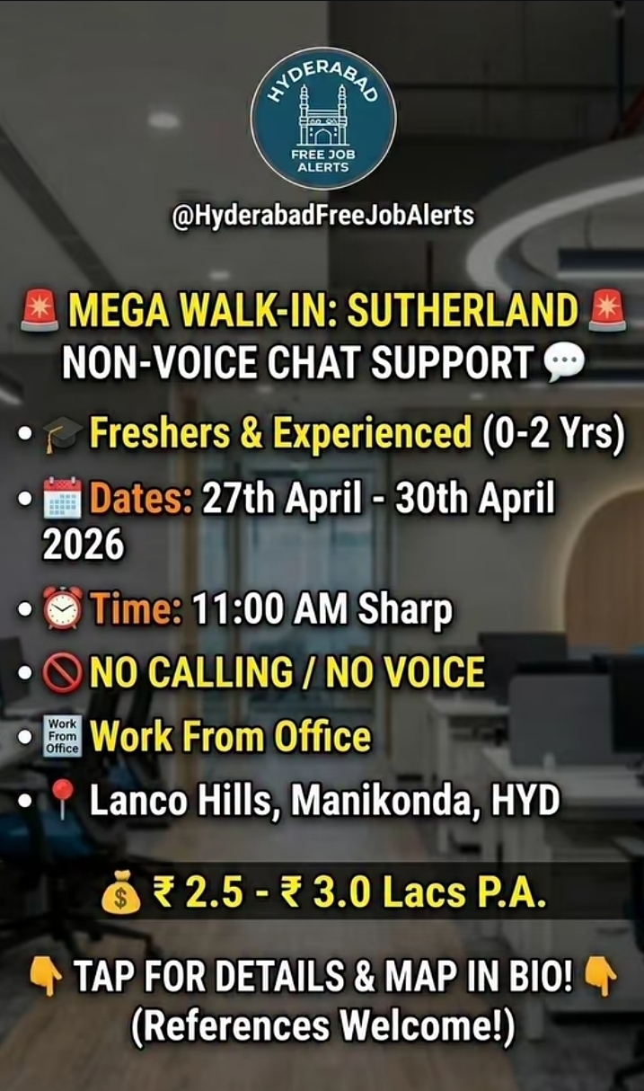 Sutherland Mega Walk-In Drive: Hiring for Non-Voice Chat Support