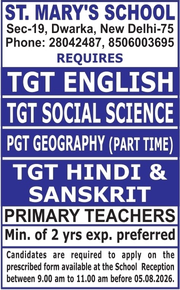 Teaching Vacancies at St. Mary's School