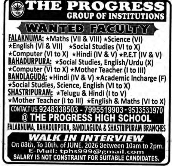 The Progress Group of Institutions: Faculty Recruitment