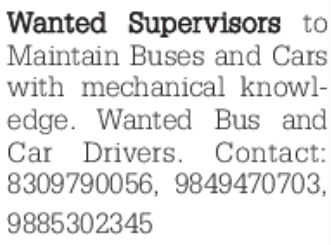 Transport Operations: Supervisor & Driver Openings