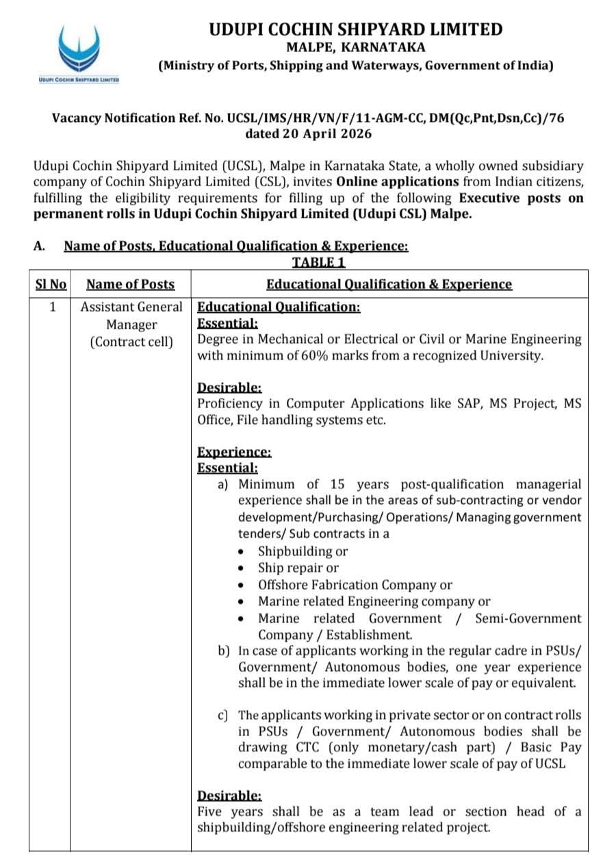 UCSL Recruitment 2026: Executive Position in Contract Management