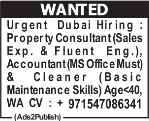 Urgent Dubai Hiring – Multiple Job Vacancies