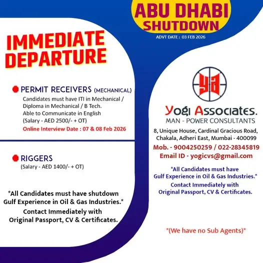 Urgent Hiring for Abu Dhabi