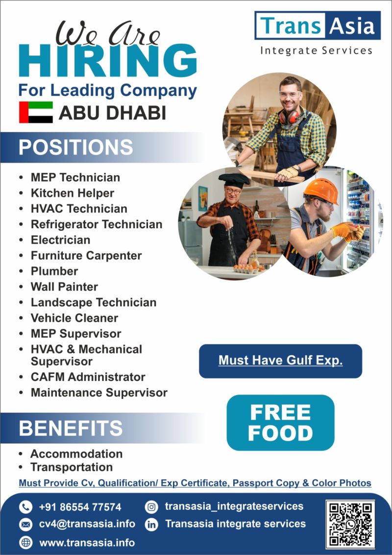 Urgent Hiring for Abu Dhabi