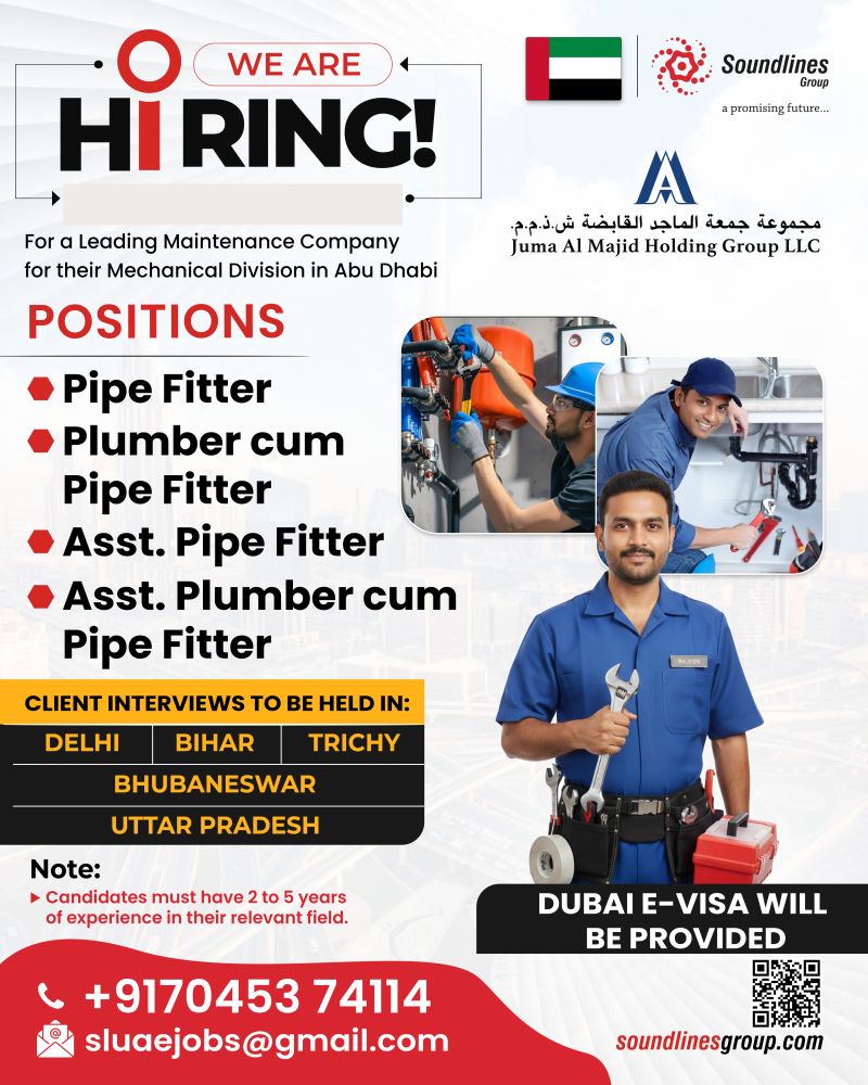 Urgent Hiring for Abu Dhabi
