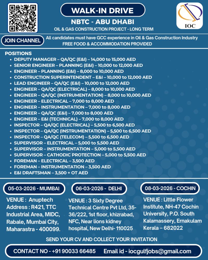 Urgent Hiring for Abu Dhabi