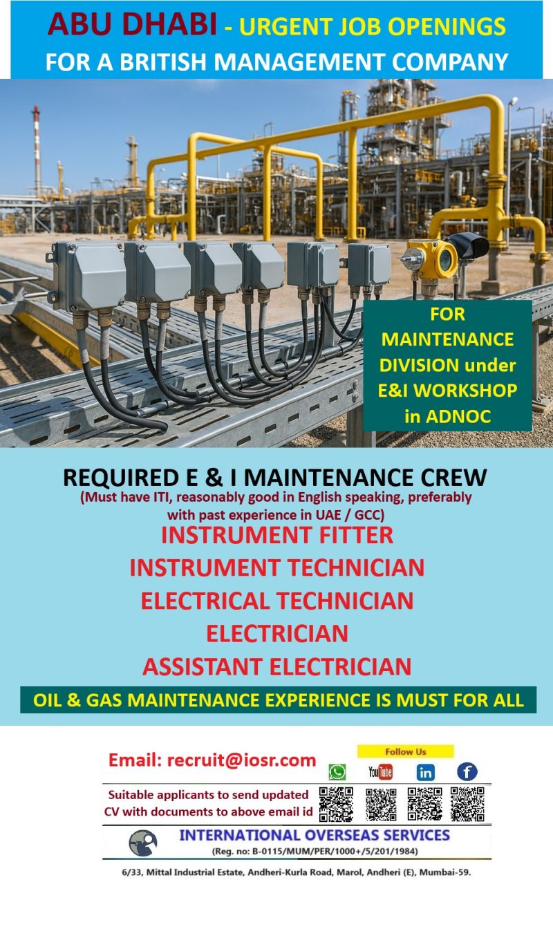 Urgent Hiring for Abu Dhabi