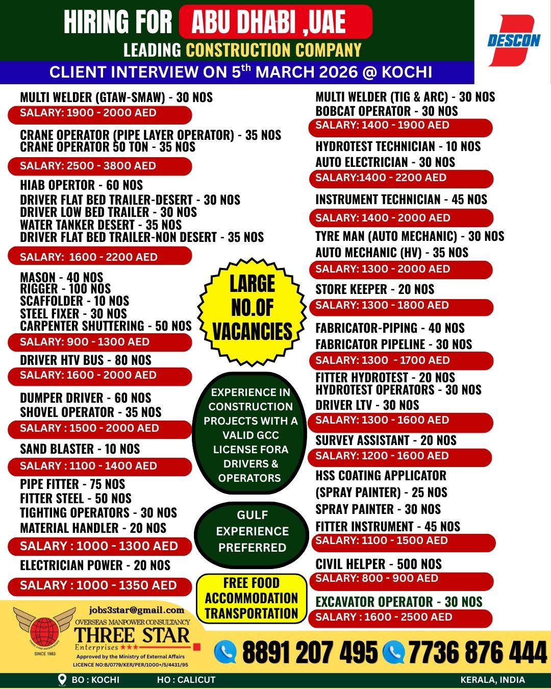 Urgent Hiring for Abu Dhabi