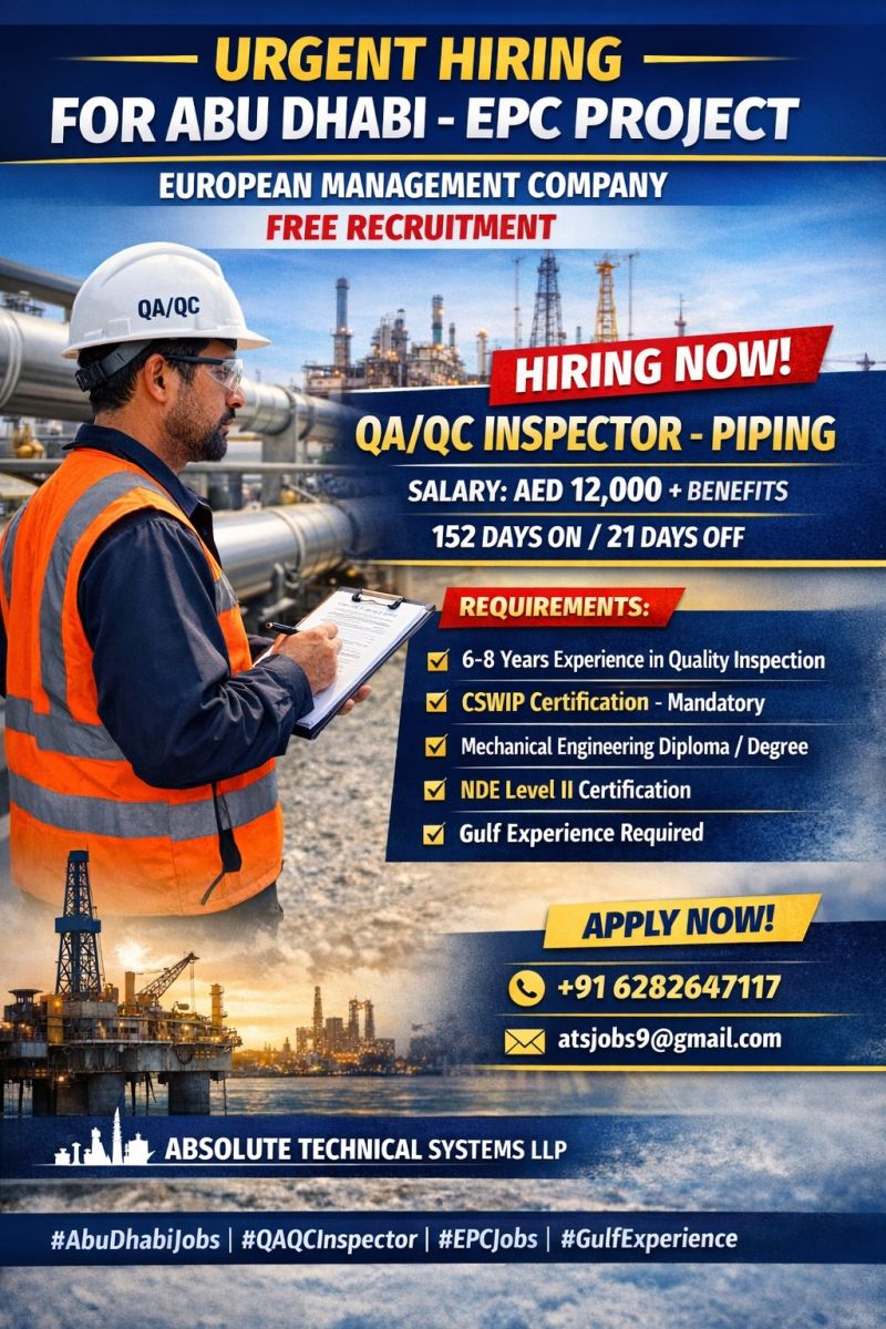 Urgent Hiring for Abu Dhabi