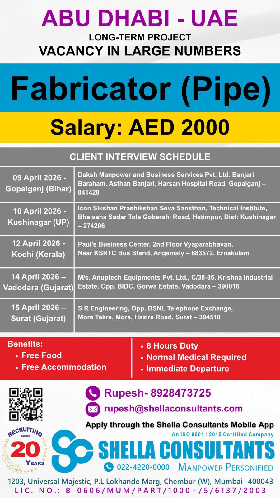 Urgent Hiring for Abu Dhabi