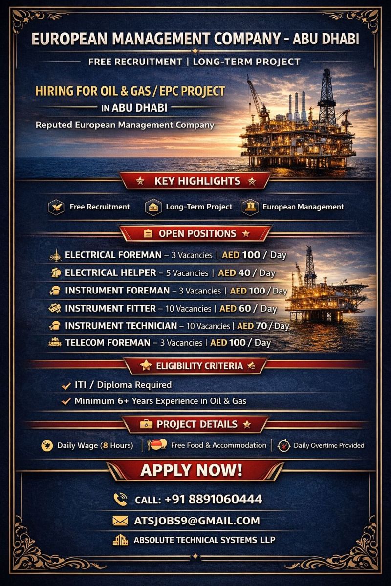 Urgent Hiring for Abu Dhabi