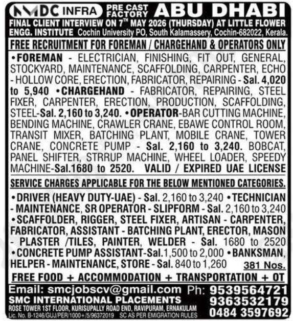 Urgent Hiring for Abu Dhabi