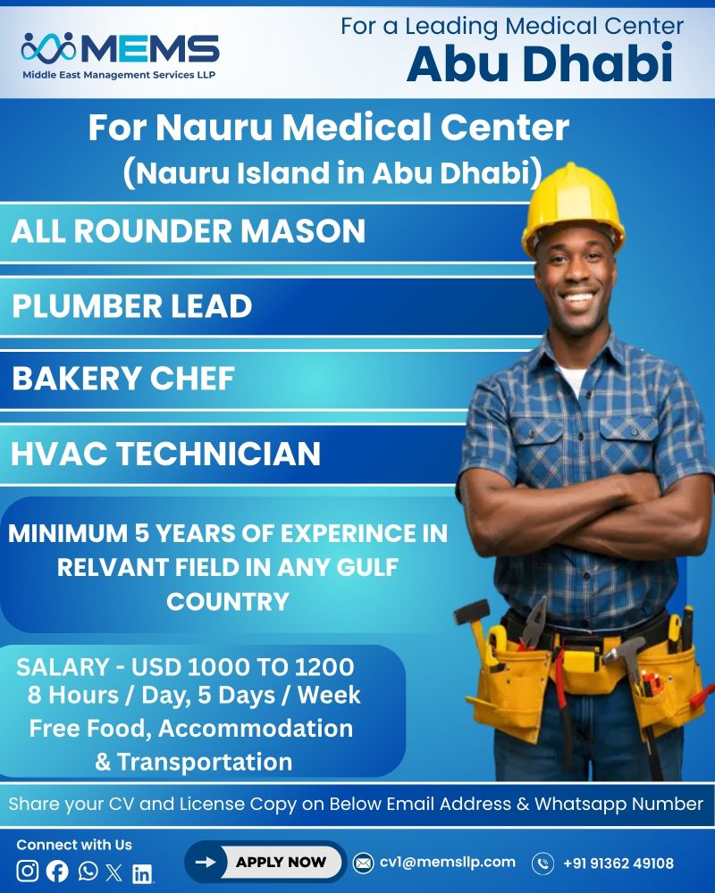 Urgent Hiring for Abu Dhabi
