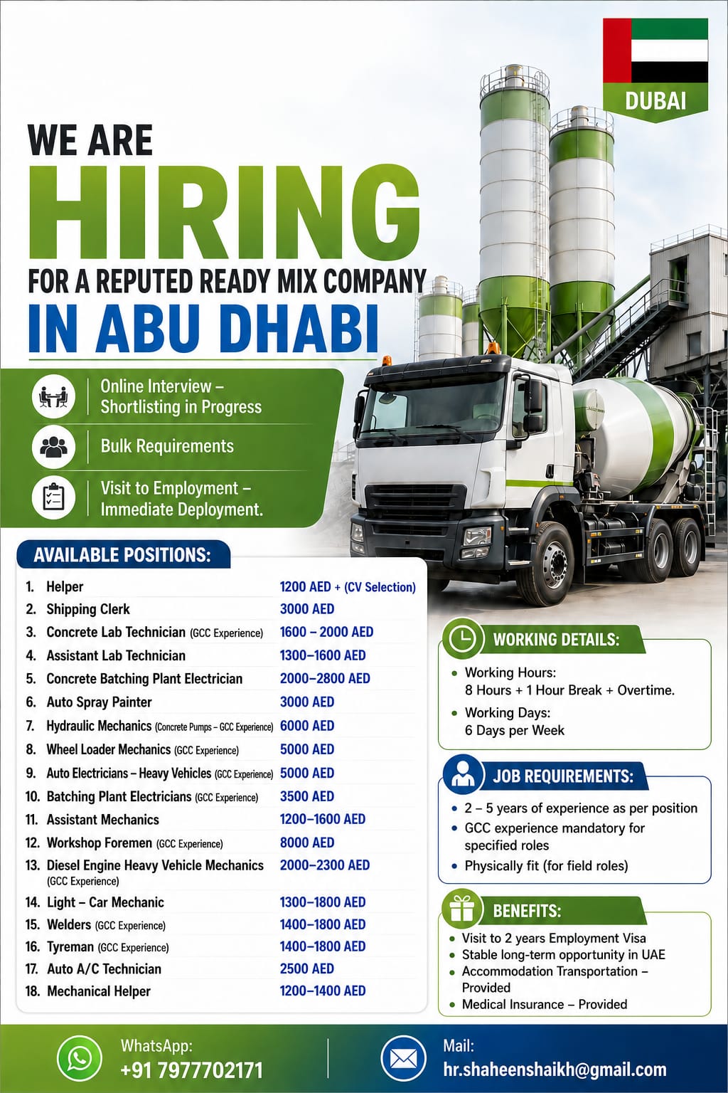 Urgent Hiring for Abu Dhabi